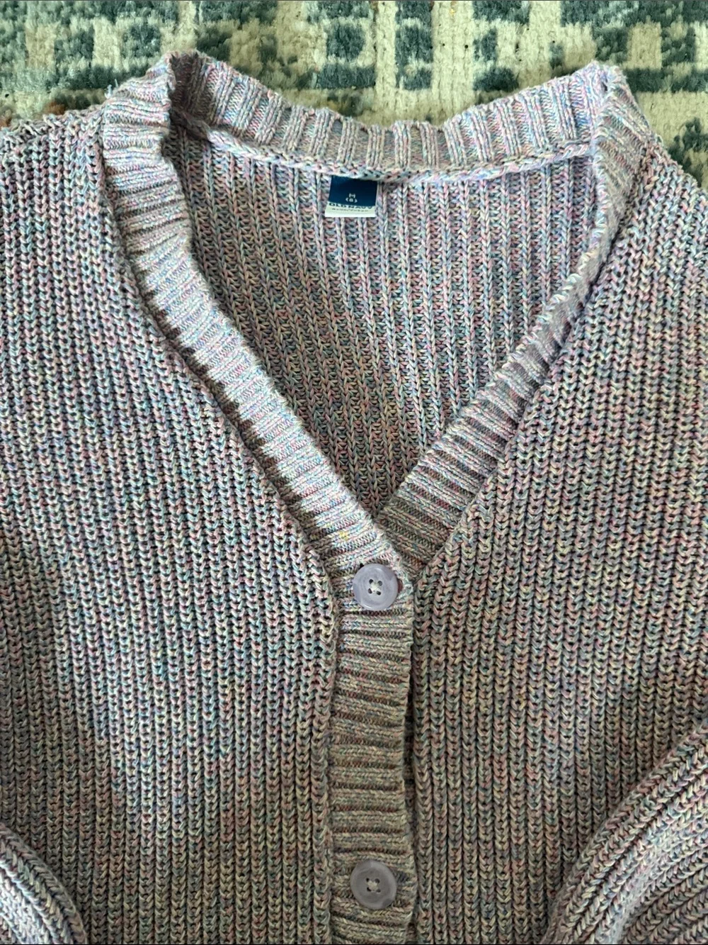 Old Navy Pink Marled V-Neck Button Cardigan